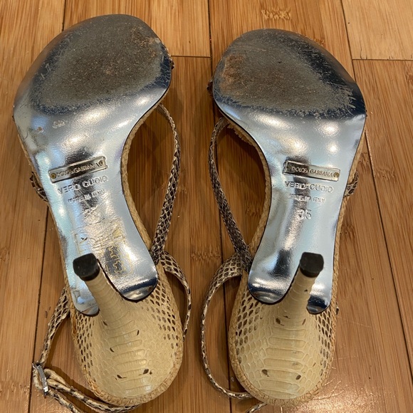 DOLCE & GABBANA shoes Raffia & Fruit Snakeskin Slingback Sandals Heels - Picture 7 of 14